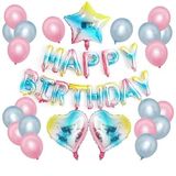 Parti Sürprizi Unicorn Makaron Happy Birthday Balon Set