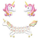 Parti Sürprizi Unicorn Şekilli Happy Birthday Folyo Balon Set