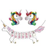 Parti Sürprizi Unicorn Şekilli Iyi Ki Doğdun Gökkuşağı Folyo Balon Set
