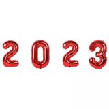 Parti Sürprizi Yılbaşı Partisi Kırmızı 2023 Folyo Balon Set