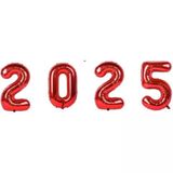 Parti Sürprizi Yılbaşı Partisi Kırmızı 2025 Folyo Balon Set