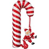 parti sürprizi Yılbaşı Partisi Kırmızı Beyaz Noel Babalı Baston Folyo Balon