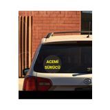 Parti Tasarla Acemi Sürücü Yazılı Sticker Oto Sticker 15x15 Cm Siyah zemin beyaz yazı