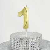 Parti Vitrini 1 Rakamlı 6.5 cm Gold Altın Mum