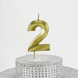 Parti Vitrini 2 Rakamlı 6.5 cm Gold Altın Mum