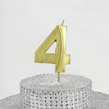 Parti Vitrini 4 Rakamlı 6.5 cm Gold Altın Mum