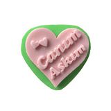 PARTİ VİTRİNİ Canım Aşkım Yazılı Kalp Şeklinde Silikon Mum Kalıbı 6,5x6,5x1 cm (yeşil)