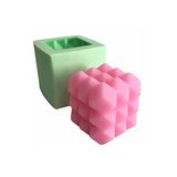 PARTİ VİTRİNİ Küp Bubble Silikon Mum Kalıbı 6x6x6 Cm