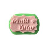 PARTİ VİTRİNİ Mutlu Yıllar Yazılı Silikon Mum Kalıbı 7,5x5x1 cm (yeşil)