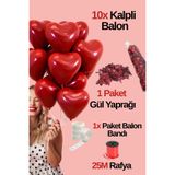Parti Zamanı 10 Adet Kalpli Balon 1 Paket Kuru Sevgililer Doğum Günü Yıl Dönümü Evlilik Teklifi Süs Malzemesi