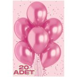 Parti Zamanı 20 Adet Metalik Pembe Parlak Balon Doğum Günü Kutlama Süs ve Malzemesi
