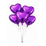 Parti Zamanı 5 Adet Mor Kalp Folyo Balon 45 Cm