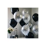 Parti Zamanı 5 Parça Siyah, Gümüş ve Şeffaf Balon Seti – Doğum Günü ve Parti Dekoru 🎈