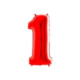 Parti Zamanı Folyo Balon Kırmızı Renk 100 Cm 40 Inç 1 Yaş Büyük Rakam Folyo Yaş Balonu Hava Ve Helyum Uyumlu