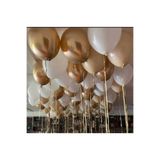 Parti Zamanı Krom Gold 5 Adet Deniz Kumu 5 Adet Pastel Beyaz Balon 5 Adet Toplam 15 Adet Balon Set