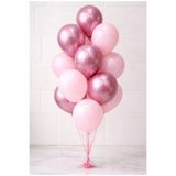 Parti Zamanı Krom Pembe Ve Makaron (Pastel) Pembe Renk 15 Li Balon Parti Doğum Günü Bride To be Baby Shower Kız