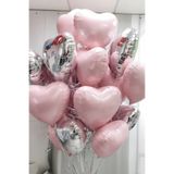 Parti Zamanı Pembe ve Gümüş Kalpli Folyo Balon Helyum 10 Adet Kalp Sevgili Süpriz Süs Doğum Günü Evlilik Teklifi