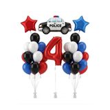 Parti Zamanı Polis Temalı Doğum Günü Polis Arabası Folyo Balon Siyah Beyaz Kırmızı Mavi Balon 4 yaş