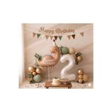 Parti Zamanı Retro dinazor 2 Yaş Krem Gold Yeşil Şeffaf Konfetili Set Balon