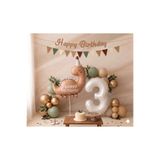 Parti Zamanı Retro dinazor 3 Yaş Krem Gold Yeşil Şeffaf Konfetili Set Balon