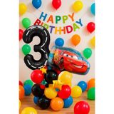 PARTİAVM 3 Yaş Cars Arabalar Şimşek Mcqueen Yarış Arabası Konsept Balon Set Yarış Arabası Doğum Günü Seti