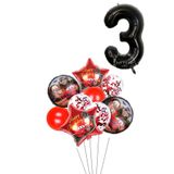 PARTİAVM 3 Yaş Siyah Rakam Balonlu Şimşek Mcqueen Balon Seti Arabalar (CARS) Konfetili Şeffaf Balon