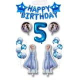 PARTİAVM Frozen Elsa Mavi Rakamlı Happy Birthday Balon Seti Konfetili Şeffaf Balon Kar Kraliçesi Elsa Balon