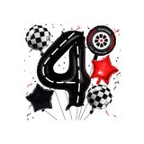PARTİAVM Race Car Set Arabalar Yarış Arabası Şimşek Mcqueen Doğum Günü Kırmızı Araba Full Set Rakam Balon