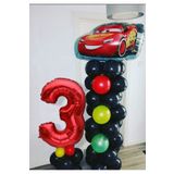 PARTİAVM Şimşek Mcqueen Rakamlı Balon Sütunu Arabalar Balon Trafik Lambası Şekilli Karşılama Seti