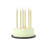 PARTİAVM Uzun Gold Pasta Mumu 20 Cm 6lı Set