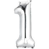Partici 1 Rakam Gümüş 100 cm Balon