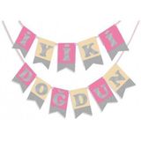 Partici Pembe Gümüş Yaldızlı İyi Ki Doğdun Banner