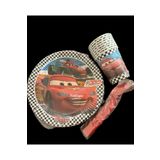 partideyince Cars Arabalar Şimşek Mcqueen Tabak Bardak Çatal Set 8 Kişilik