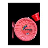 partideyince PLASTİK SERT TABAK BARDAK ÇATAL KIRMIZI RENK 25 KİŞİLİK SET