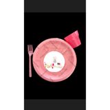 partideyince PLASTİK SERT TABAK BARDAK ÇATAL PEMBE RENK 25 KİŞİLİK SET