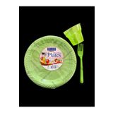 partideyince PLASTİK SERT TABAK BARDAK ÇATAL YEŞİL RENK 25 KİŞİLİK SET