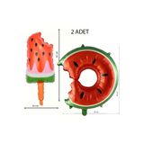 partidolu Donut Karpuz ve Karpuzlu Çubuk Dondurma Şekilli Folyo Balon 2 Adet hawai