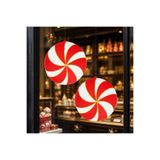 partidolu Kırmızı Beyaz Renk Yılbaşı Şekeri Şekilli Swırl Girdap Folyo Balon 45x45 cm 2 Adet retro