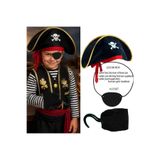 partidolu Sea Pirate Korsan Şapkası Göz Maskesi Kancası Çocuk Boy 1 Set halloween