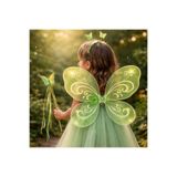 partidolu Yeşil Renk Tinker Bell Kelebek Gösteri Kanat Set 50 cm 3 lü Set Kanat Asa Taç