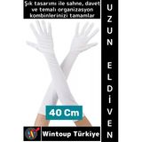 #Partieldiveni Balo Parti Halloween Cosplay Dans Gösteri Davet Çok Şık Uzun Kumaş Eldiven 40 Cm