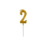 Partifabrik 2 Yaş Gold Rakam Mum Altın Renk Doğum Günü Pasta Mumu 12 Cm