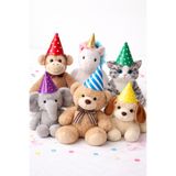 Partifabrik 6 lı Canlı Karışık Desenler Renkli Doğumgünü Parti Şapkası Küçükboy Peluşlara Takılabilir 13-9 cm