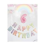 Partifabrik Altın Yaldızlı Makaron Renkler Happy Birthday Yazı Süs Banner