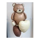 Partifabrik Ayı Teddy Kahve Kalp Balon Seti 3 Parça Retro