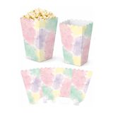 Partifabrik Gökkuşağı Suluboya Efektli Makaron Renkler Temalı Mısır Popcorn Kutusu 8 Adet