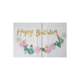 Partifabrik Prensesler Temalı Figürler Duvar Süsü ve Happy Birthday Gold yazı süs