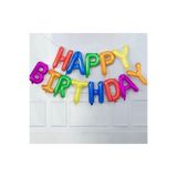 Partifabrik Rengarenk Karnaval Renkler Happy Birthday Folyo Balon 40 cm harf yüksekliği