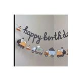 Partifabrik Taşıtlar Kamyon İş Makinası Temalı Doğum Günü Yol Happy Birthday Süs Seti