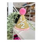 Partifabrik Yarım Yaş Half Birthday Altı Ay Kınası Gold Pembe Şapka